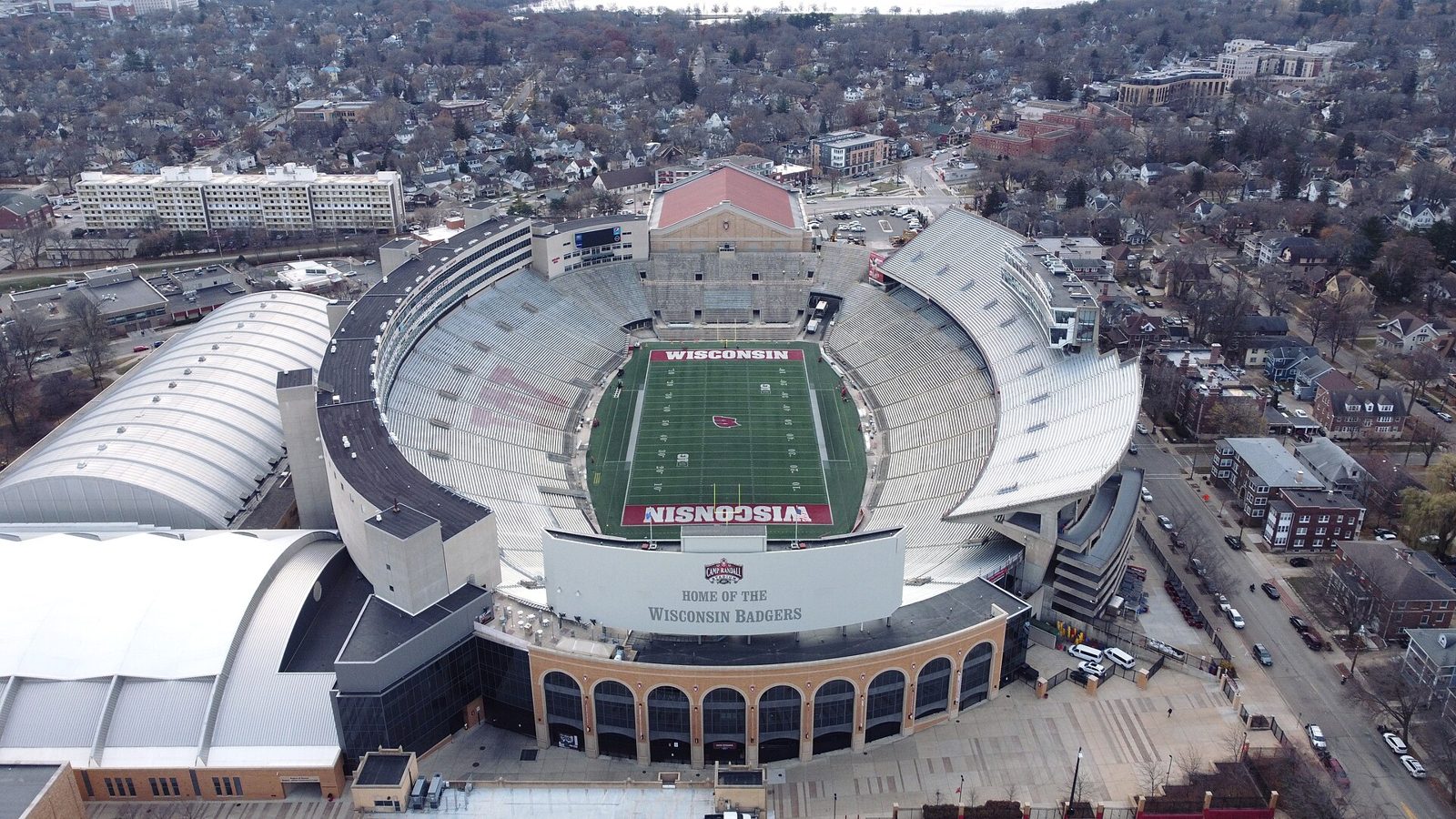 Aerial view of Camp Randall Stadium in Madison, home of Wisconsin Badgers football — Wisconsin football, home of some of the best NFL players