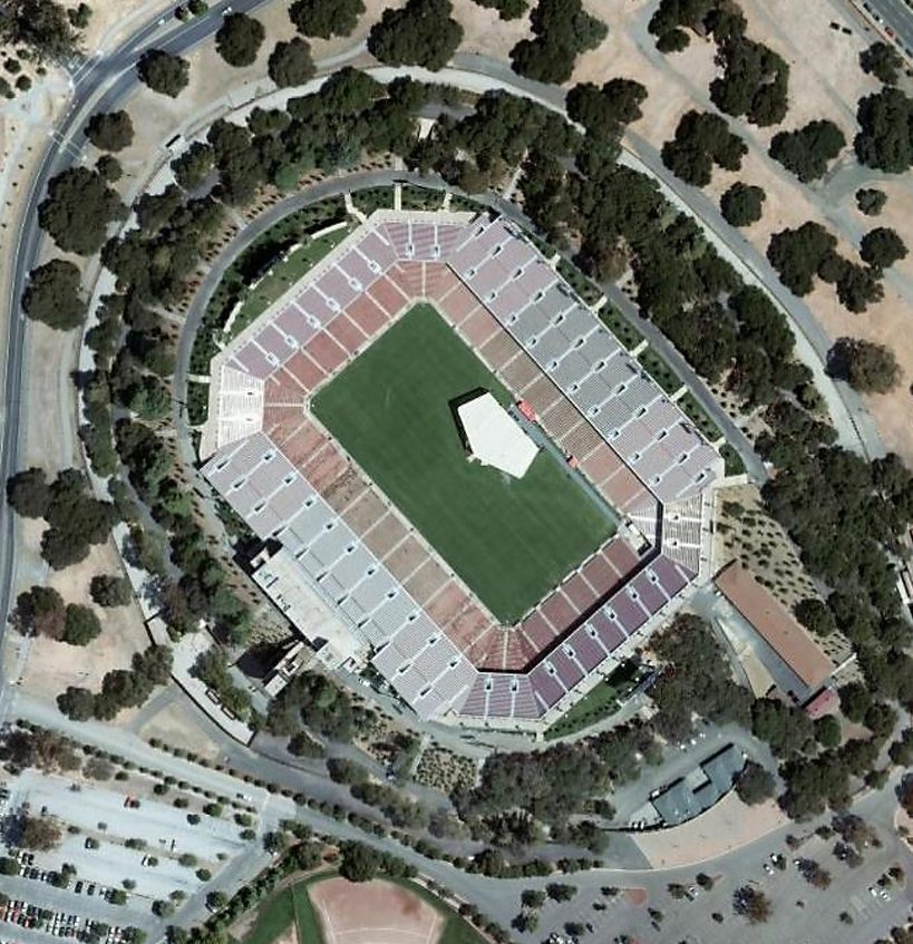 Stanford Stadium in Palo Alto seen from above, home of Stanford Cardinal football — Stanford football, home of some of the best NFL players